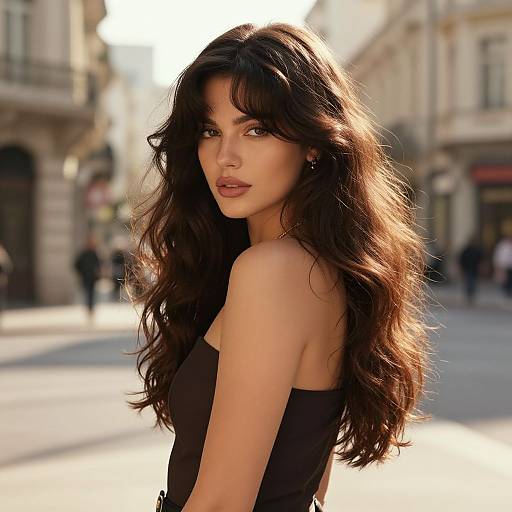Romantic Wavy Hairstyle in Vintage City