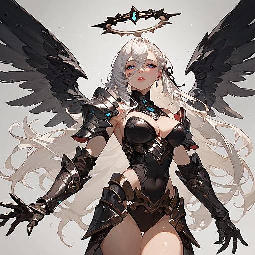 White-Haired Armored Angelic Warrior