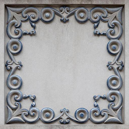 Intricate Scrollwork Design in Steel Blue