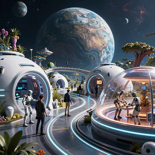 Futuristic Kepler-452b Colony Scene