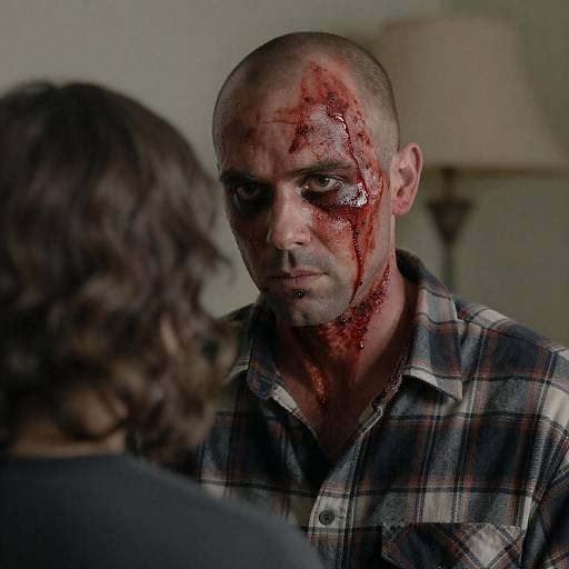 Intense Portrait of a Bloodied Man