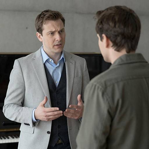 Two men in intense conversation