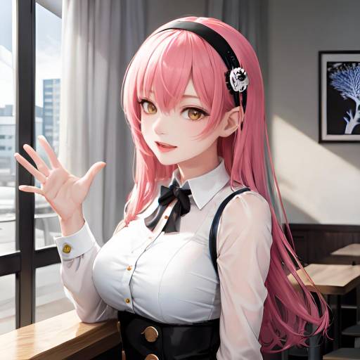 Aesthetic Nino Nakano in Cafe Setting