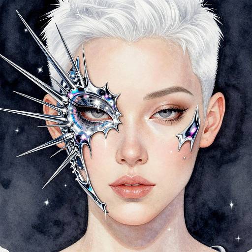 Futuristic Watercolor Woman Portrait