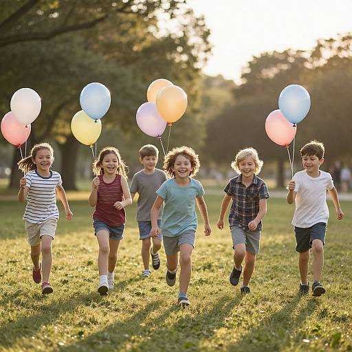 Joyful Kids Playing in Sunlit Park