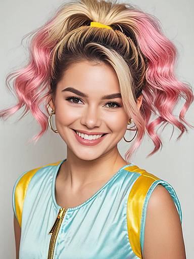 Cheerful Pop Star Costume Close-Up Headshot