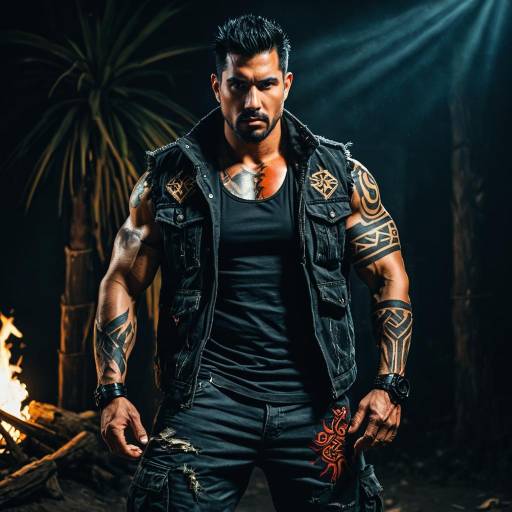 Muscular Man in Tribal Tiki Cosplay