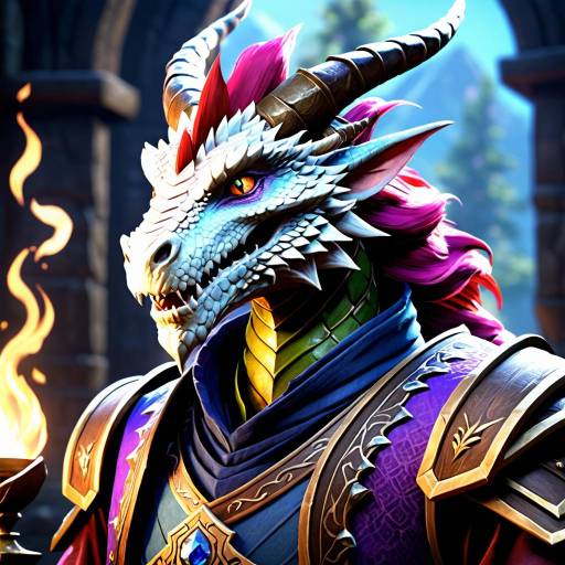 Fantasy Dragon Bard Character Portrait Fantasy Dragon Bard Character Portrait