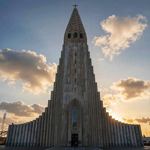 Modern Church with Towering Spire