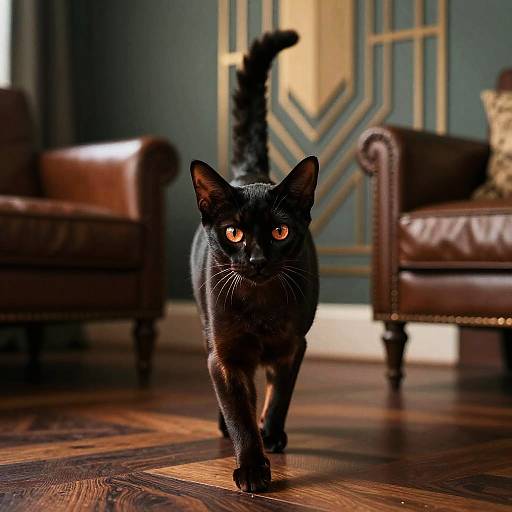 Confident Bombay Cat in Art Deco Room