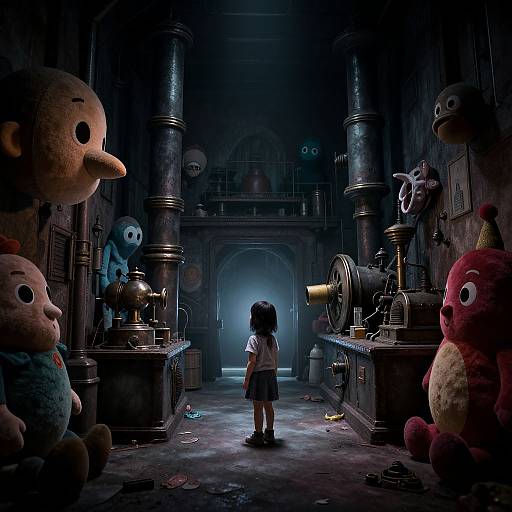 Creepy Toy Factory Exploration Scene