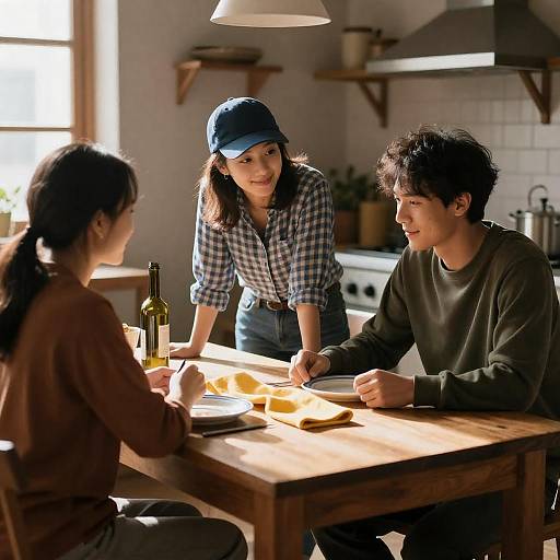 Engaging Moments in a Rustic Kitchen