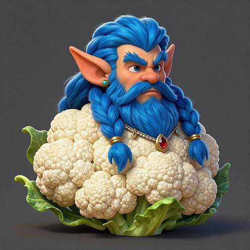 Blue-Haired Dwarf Merchant Character