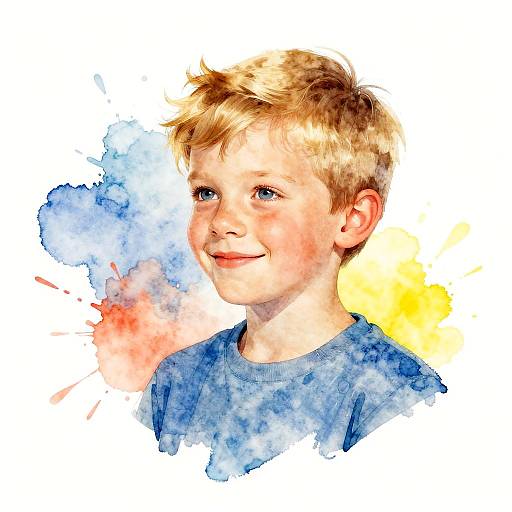Stylized Watercolor Boy Portrait