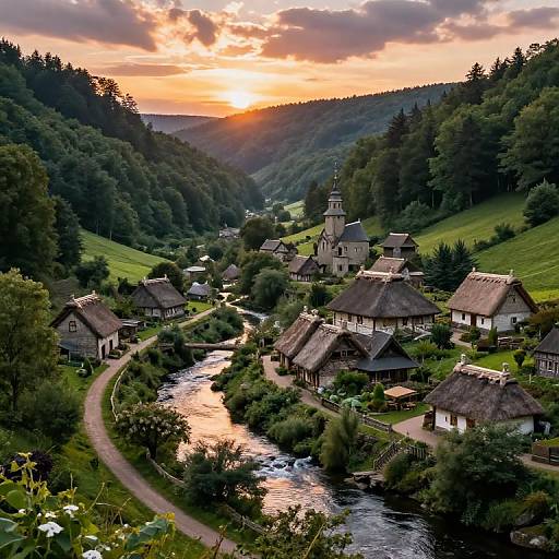 Medieval Fantasy Town in Lush Valley
