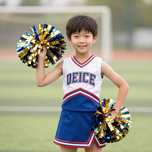 Young Boy in Cheerleader Costume