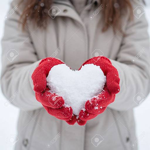 Woman Holding Heart-Shaped Snow