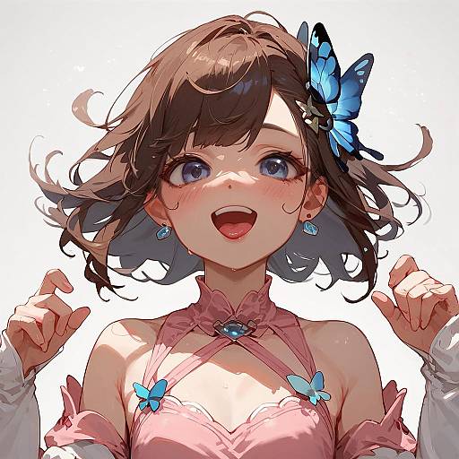 Anime Girl with Butterfly Hair Ornament
