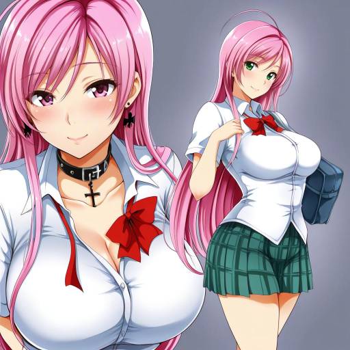 Illustration of Akashiya moka, rosario+vampire in the style of Murabito c