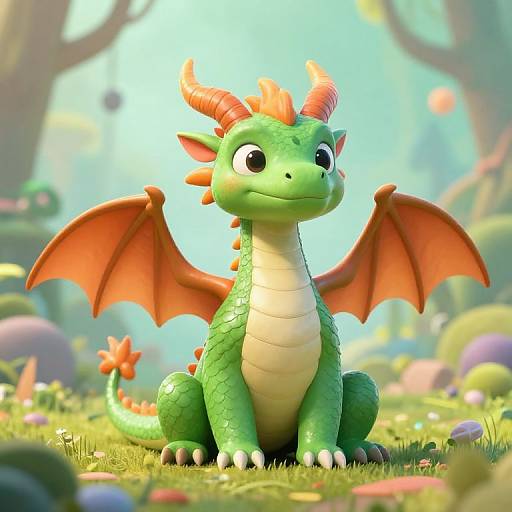 Whimsical Anthropomorphic Dragon in Dreamscape