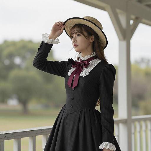 Victorian Elegance: Asian Woman Portrait