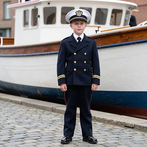 Boy in Uniform by Boat