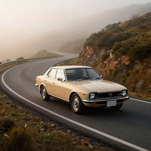 Vintage Mazda Cruising Mountain Road