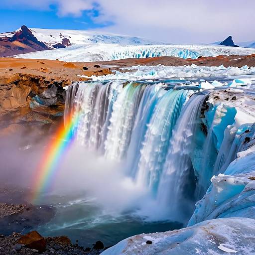 Iridescent Glacier in Surreal Desert