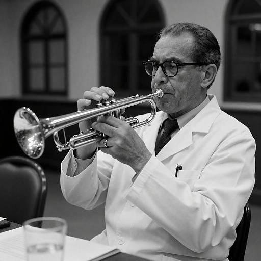 Intense Musician in Vintage Lab Setting