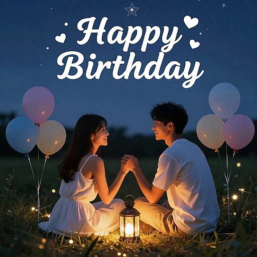 Romantic Starry Night Birthday Scene