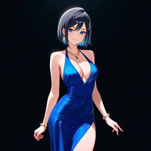 Elegant Maiden in Blue Halter Dress Elegant Maiden in Blue Halter Dress