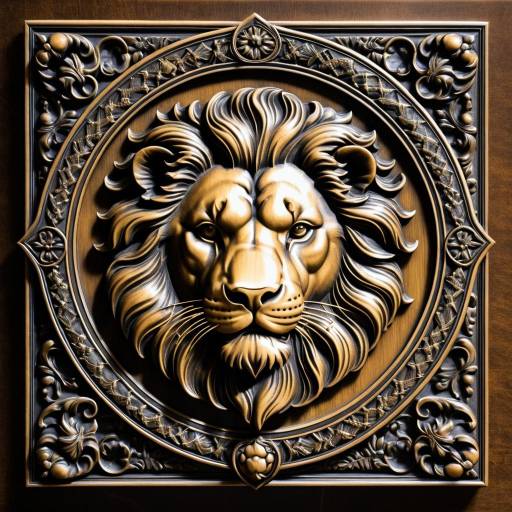 Intricate Lion Engraving on Plaque
