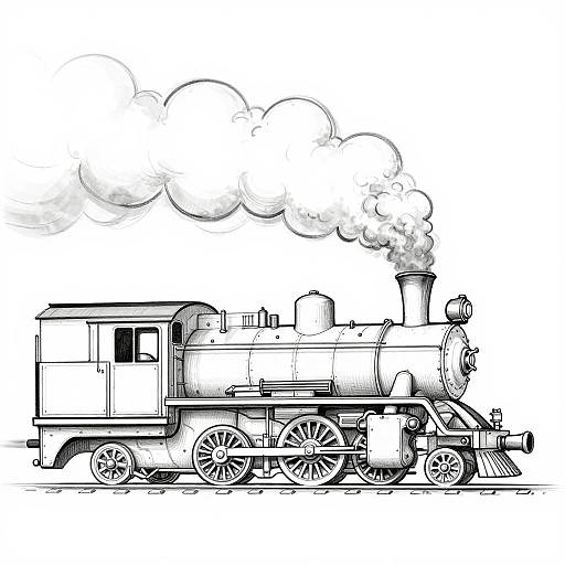Vintage Steam Train Side Profile