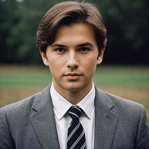 Young man in formal suit outdoors