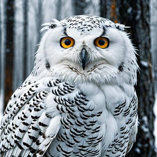 Close-up of Snowy Owl with Amber Eyes