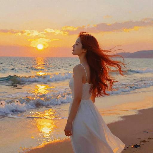 Young Woman at Sunset Beach