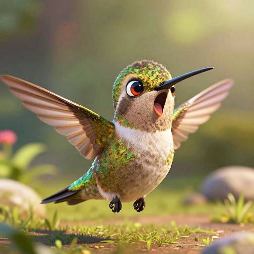 Pixar-Style Cute Baby Hummingbird