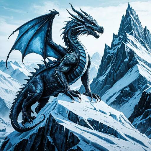 Icy Dragon on Frosty Mountain Peak Icy Dragon on Frosty Mountain Peak
