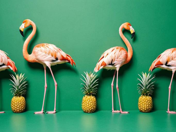Flamingo and Pineapple Pattern Wallpaper