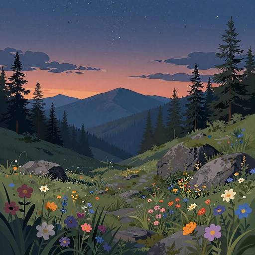 Stunning Mountain Valley at Twilight