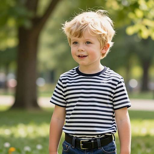 Curious Blonde Boy in Sunny Park