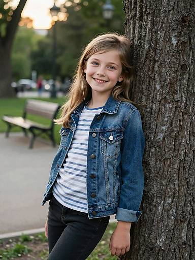 Smiling Young Girl Park Lifestyle Portrait