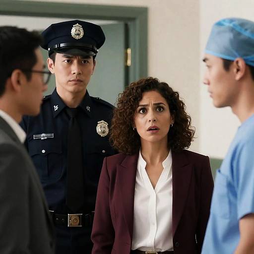 Surprised Woman with Two Distinctive Men