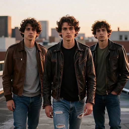 Urban Rooftop Scene with Stylish Men