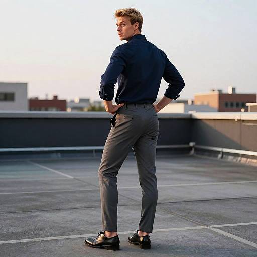 Confident Man on Urban Rooftop