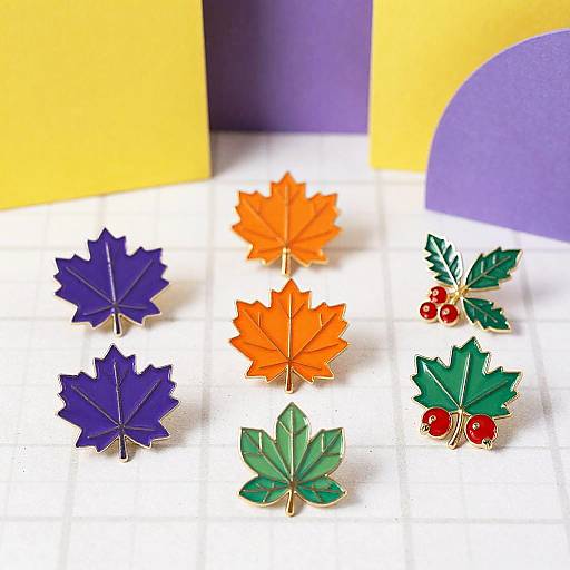Vibrant Enamel Pins with Autumn Berries