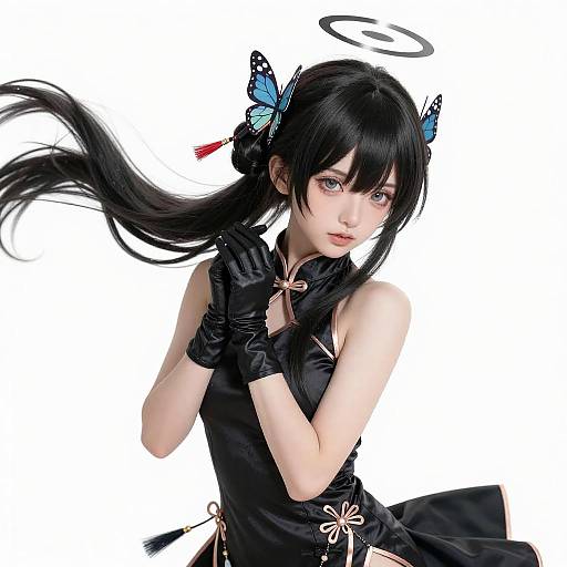 Elegant Kisaki in Black China Dress