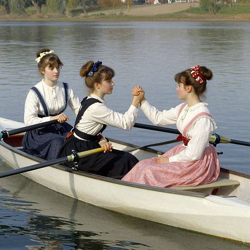 Elegant Women Rowing and Wresting