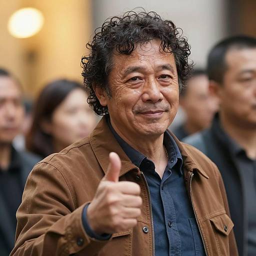 Middle-Aged Man Giving Thumbs Up