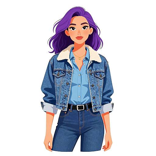 Stylish Woman in Denim Outfit